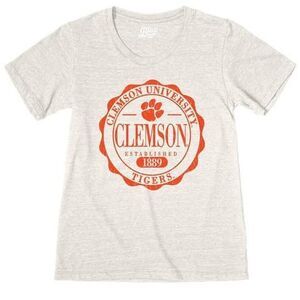 Blue 84 Women's NCAA Officially Licensed Tri-Blend T-Shirt Emblem Clemson XXL